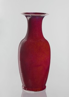 Vase, Chinese, Qing dynasty 1644–1911, 19th century. Large oval ceramic vessel with a long wide