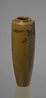 A slender miniature vase by Nogawa, ca. 1890–1900 Meiji period. Silver with gilding and black