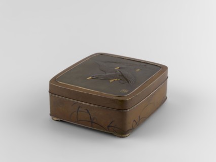 Box with a lid, Jômi, Eisuke I 1839-1899 author. Rectangular box with rounded corners, decorated on