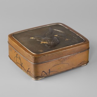 Box with a lid, Jômi, Eisuke I 1839-1899 artist, geese, grass, Japanese art, boxes, Japanese