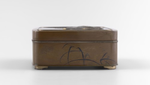 Box with a lid, Jômi, Eisuke I 1839–1899 artist; rectangular box with rounded corners, decorated on