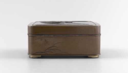 Box with a lid, Jômi, Eisuke I 1839-1899 artist; geese, grass; Rectangular box with rounded