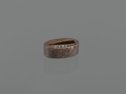 Metal collar ending a sword hilt fuchi, decorated with a deer; Japanese, Edo period 18th century,