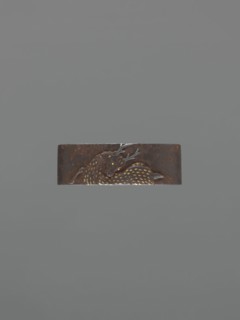 Metal collar ending a sword hilt fuchi, maker, decorated with a deer; Japanese, Edo period 18th