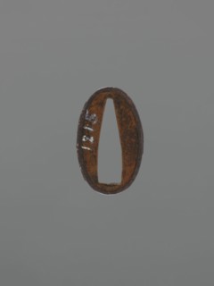 Metal collar ending a sword hilt fuchi; maker, decorated with deer; Japanese; Edo period 1603–1868,