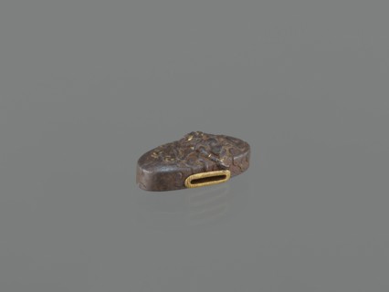 Sword hilt cap kashira, demons oni decoration, Japanese art, hilt for katana, lightning motif, Edo