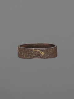 Metal collar ending a sword hilt fuchi, Oni demons motif, Japanese, Edo period 1603–1868, 18th
