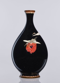 Vase, Meiji period 1868–1912, Nagoya, Japan; cloisonné enamel; decorative vessel/vase depicting