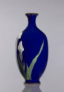 Vase, ; cloisonné enamel; irises; Japanese art/culture; flowers iconography; vases, flower vase,