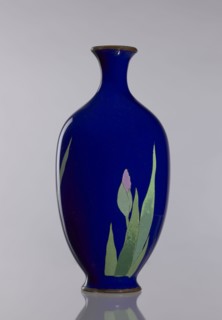 Vase, ; cloisonné enamel; irises; Japanese art; Japanese; flowers iconography; vases, flower vase,