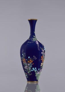 Vase, cloisonné enamel;, gift, repossession Krakow. Ovoid vase, elongated, with a long thin neck
