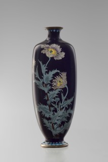 Vase, flowers motif, poppies; Meiji period, ca. 1900; Japan, Nagoya; cloisonné enamel vessel;
