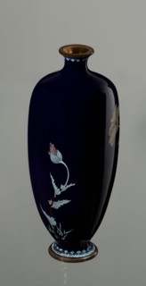 Vase, flowers, poppies, Japanese art, Meiji 1868–1912, cloisonné enamel, vases, Japanese culture.