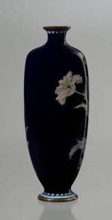 Vase, Meiji period ca. 1900, Nagoya, Japan. Cloisonné enamel angular vase one of a pair with