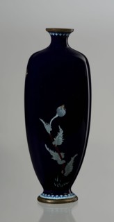Vase, poppies; cloisonné enamel; Meiji period ca. 1900, 1868–1912; Japanese, Nagoya. Angular vase