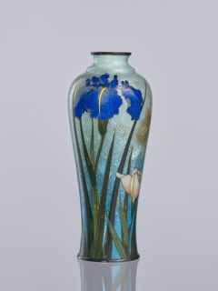 Vase by Miwa Tomisaburô fl. ca. late 19th–early 20th century. Cloisonné enamel elongated vase,