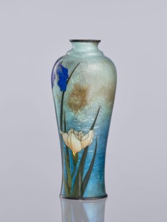Vase by Miwa, Tomisaburô fl. ca late 19th–early 20th century. Cloisonné enamel elongated vase,