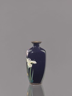 Vase, gift, repossession Krakow — irises, Japanese art, Japanese, Meiji 1868–1912, cloisonné enamel