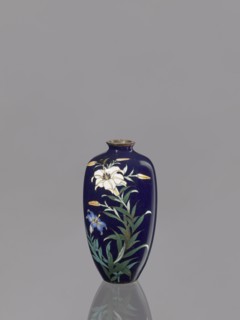 Vase, gift, repossession Krakow, lilies, Japanese art, Japanese, Meiji 1868–1912, cloisonné enamel,