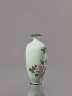 Vase, gift, repossession, Japanese, peonies, Meiji 1868–1912, cloisonné enamel, flowers