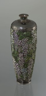 Vase, Hiratsuka, Mohei 1836-? maker. A slender ovoid, double-walled bottle on a very low ring foot