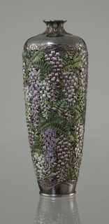 Vase, Hiratsuka, Mohei 1836-? author. A slender ovoid, double-walled bottle on a very low ring foot