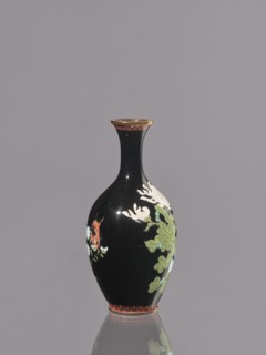 Vase, cloisonné enamel; decorated with chrysanthemums in a symmetrical design; Meiji period, ca.