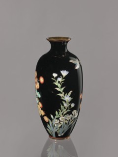 Vase; maker, gift; repossession Krakow; decorated with chrysanthemums and roses; Japanese, Meiji