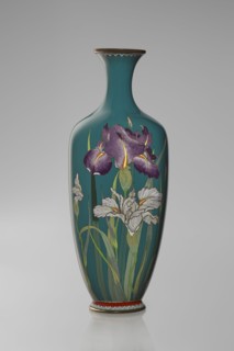 Vase, Ovoid vase one of a pair, slender, on a low ring-shaped foot and a narrow neck, flaring at