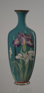Vase, ovoid one of a pair, slender on a low ring-shaped foot with a narrow neck flaring at the rim;