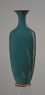 Ovoid vase one of a pair, slender, on a low ring-shaped foot and a narrow neck, flaring at the rim.