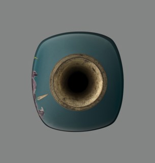 Vase, ovoid one of a pair, slender, on a low ring-shaped foot and a narrow neck flaring at the rim;