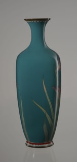 Vase, ovoid vase one of a pair, slender, on a low ring-shaped foot with a narrow neck flaring at