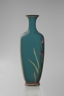 Vase, ovoid vase one of a pair, slender, on a low ring-shaped foot with a narrow neck flaring at