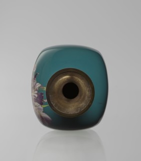 Vase, Ovoid vase one of a pair, slender, on a low ring-shaped foot with a narrow neck flaring at