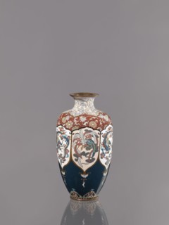 Vase, cloisonné enamel; Meiji period ca. 1890–1900. Vase on a small ring-shaped foot with a short