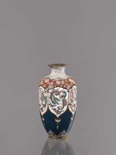 Vase, gift, repossession. Cloisonné enamel vase on a small ring-shaped foot, with a short neck