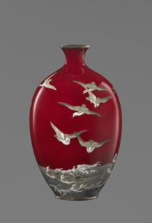 Vase by Hayakawa Komejirô fl. ca. 1880–1912. Small ovoid, bulging bottle on a very low round foot,