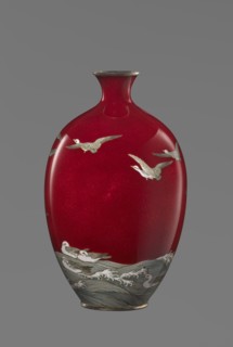 Vase, Hayakawa, Komejirô fl. ca. 1880–1912? craftsman. A small ovoid, bulging bottle on a very low