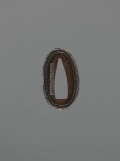 Metal collar ending a sword hilt fuchi, ; decoration: flowers, trees; materials and technique: