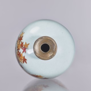 Vase, cloisonné enamel, ovoid elongated form with a narrow spout, decorated with chrysanthemums and