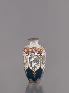 Vase, gift; repossession Kraków. Cloisonné enamel vase on a small ring-shaped foot with a short