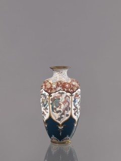 Vase, Cloisonné enamel, Meiji period ca. 1890–1900, Kyoto, Japan. Vase on a small ring-shaped foot