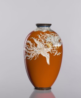 Vase, cloisonné enamel, phoenixes iconography, Japanese art, vases, Japanese culture, plant