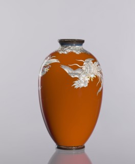 Vase, cloisonné enamel, phoenixes iconography, Japanese art, vases, plant ornaments, Meiji