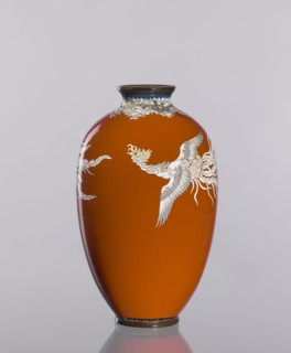 Vase, cloisonné enamel, ca. 1910–1920 Meiji/Taisho periods, Japan. Vessel with phoenixes and plant