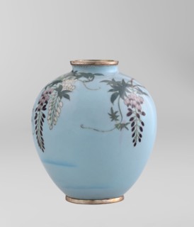 Vase, Gonda Hirosuke 1865–1937 maker. Small spherical cloisonné enamel vase, one of a pair, on a