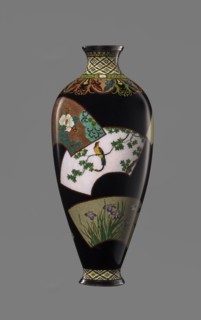 Vase by Namikawa Yasuyuki 1845–1927, cloisonné enamel, ca. 1890–1905 Meiji period. A small, slender