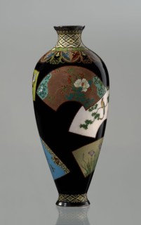 Vase by Namikawa Yasuyuki 1845–1927, cloisonné enamel, ca. 1890–1905 Meiji period. A small, slender