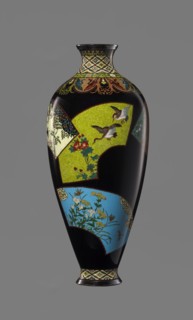 Vase by Namikawa Yasuyuki 1845–1927, cloisonné enamel, ca. 1890–1905 Meiji period. Small, slender